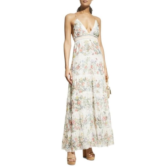Alice + Olivia Karolina Floral Eyelet Maxi Dress Size 12 Ivory $595 - Picture 3 of 16